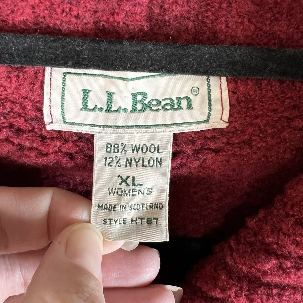 L.L. Bean Wool‎ Blend Sweater Women XL Red Knit Full Zip Fisherman Vintage - Picture 4 of 11